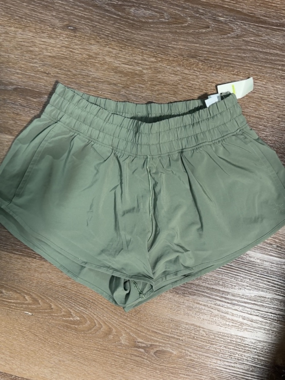 Women's Olive Active Shorts with Elastic Waist